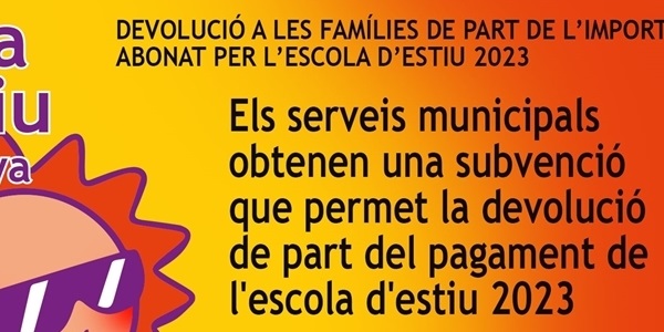 Els serveis municipals obtenen una subvenció que permet la devolució del 65% del pagament de l'escola d'estiu 2023